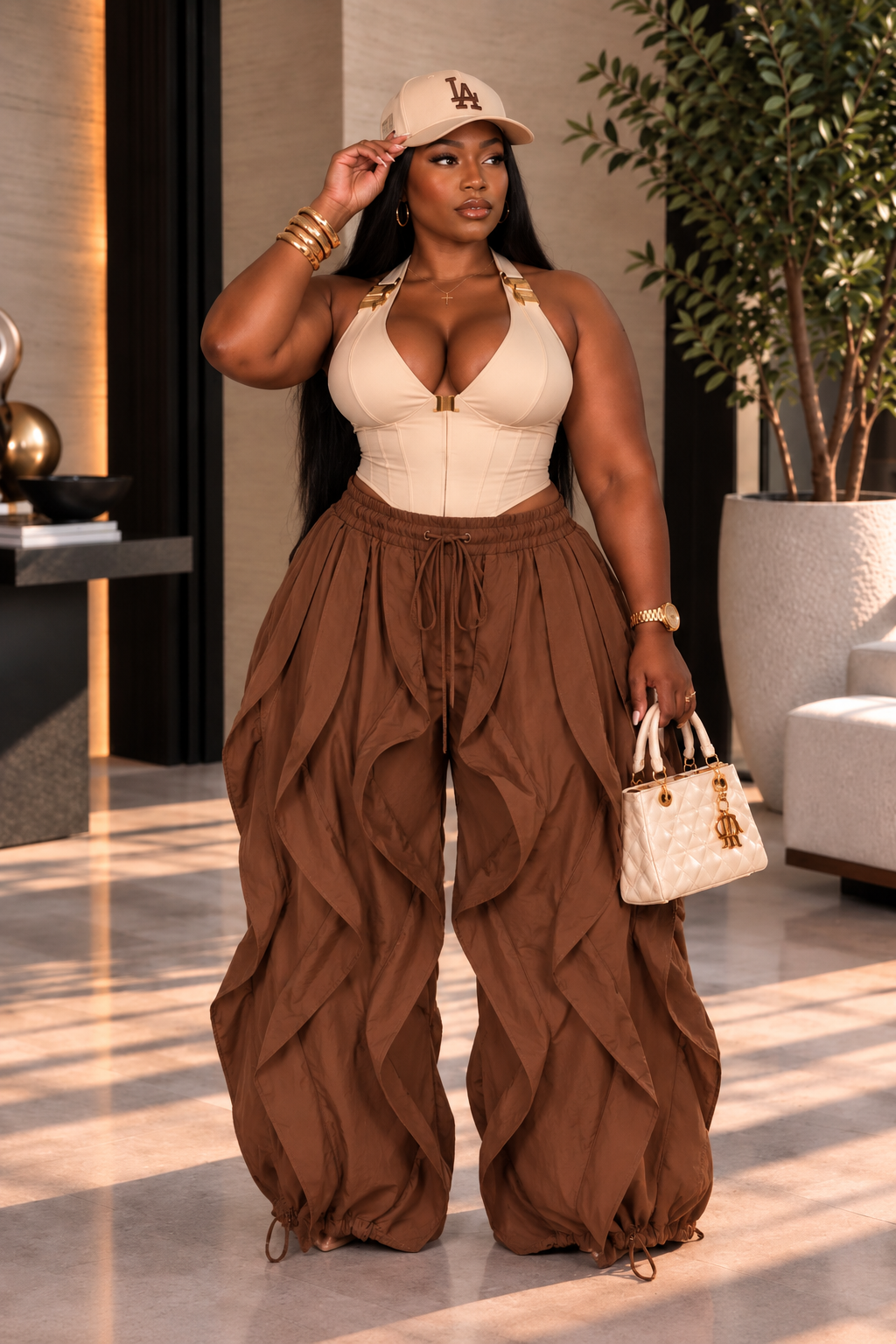 Grand Entrance Organza Pants - Brown