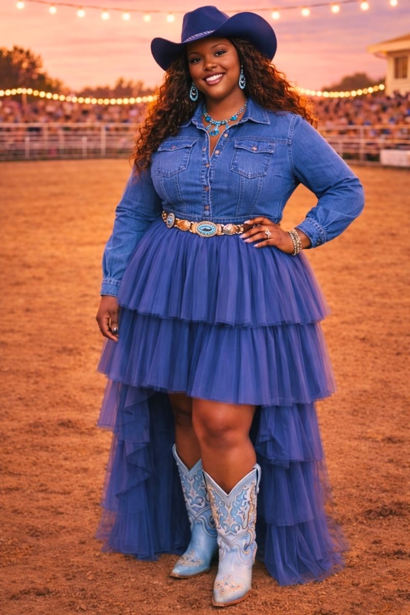 Denim Daydream Tulle Maxi