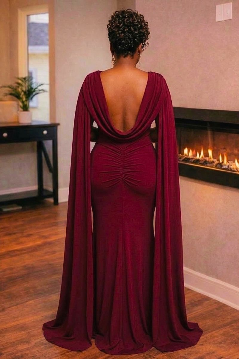 Midnight Reverie Cape Gown