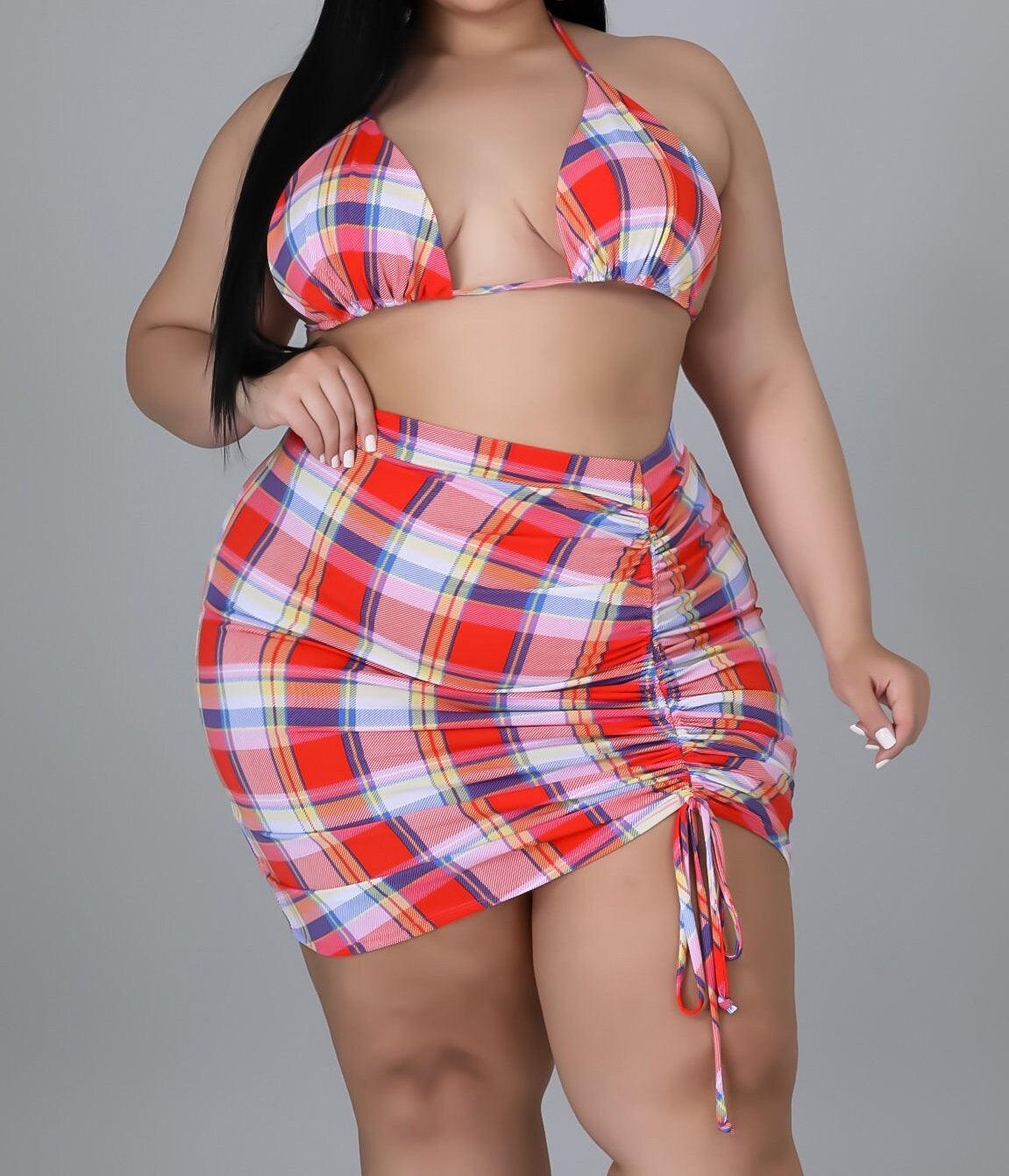 3-Piece Plaid Party Set - SacredQueendomPlustique