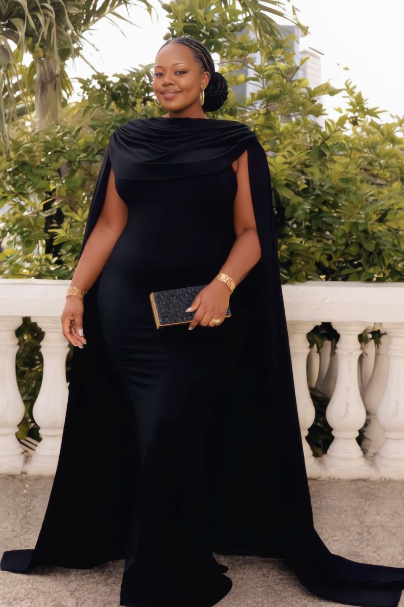 Midnight Reverie Cape Gown