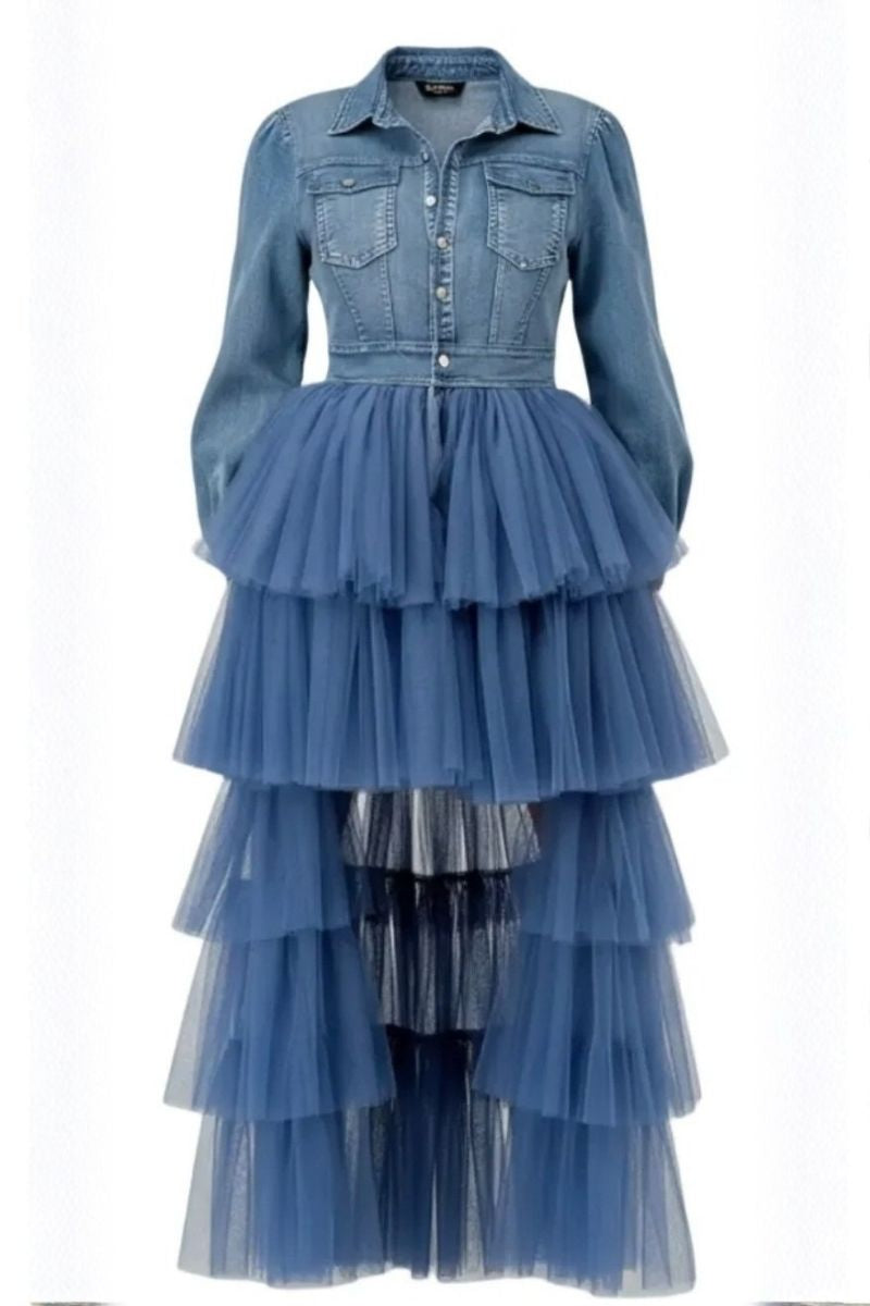 Denim Daydream Tulle Maxi