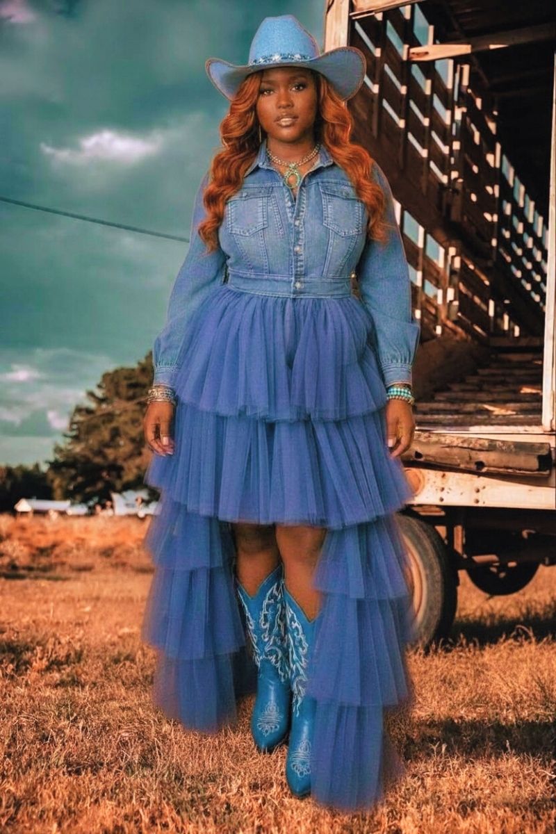 Denim Daydream Tulle Maxi