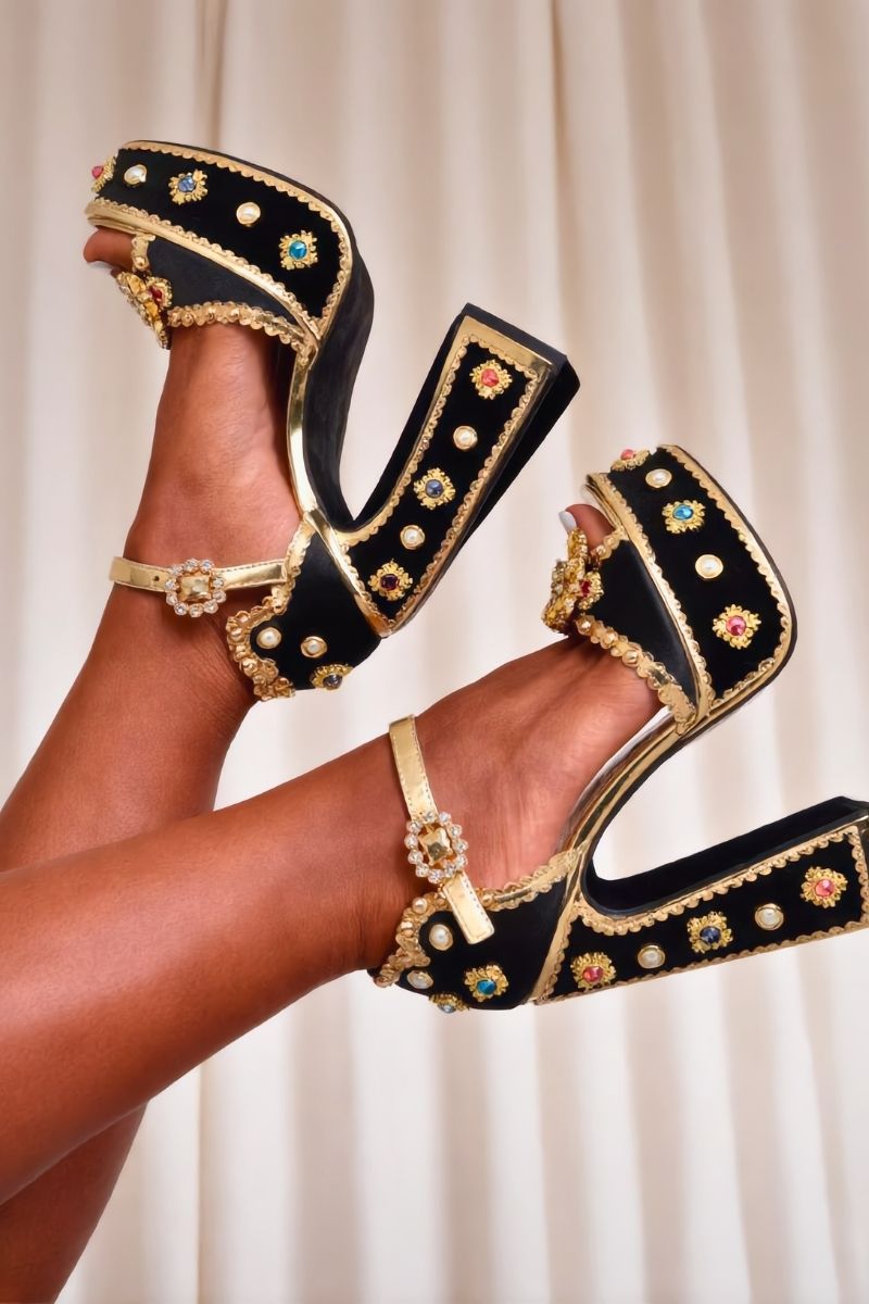 Crown Jewel Platform Heel - Black