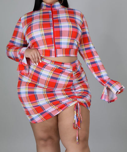 3-Piece Plaid Party Set - SacredQueendomPlustique